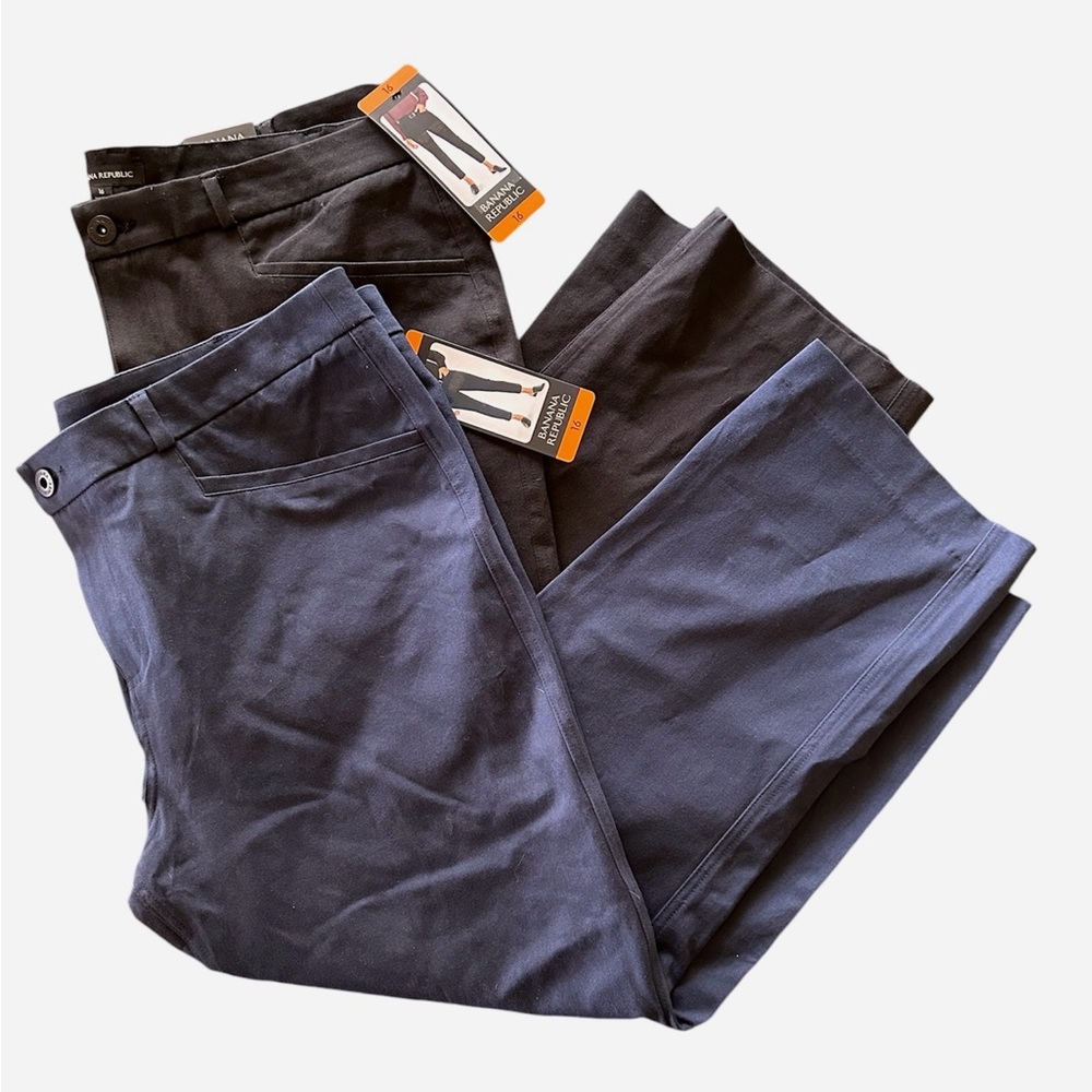 NWT 2 Banana Republic Ladies' Slim-Straight Cropped Pant Size 16 Navy & Black
